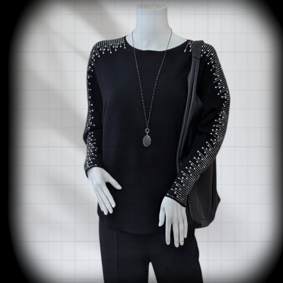 Milano Rhinestone Embellished Dolman Sweater - Picture 13 of 14